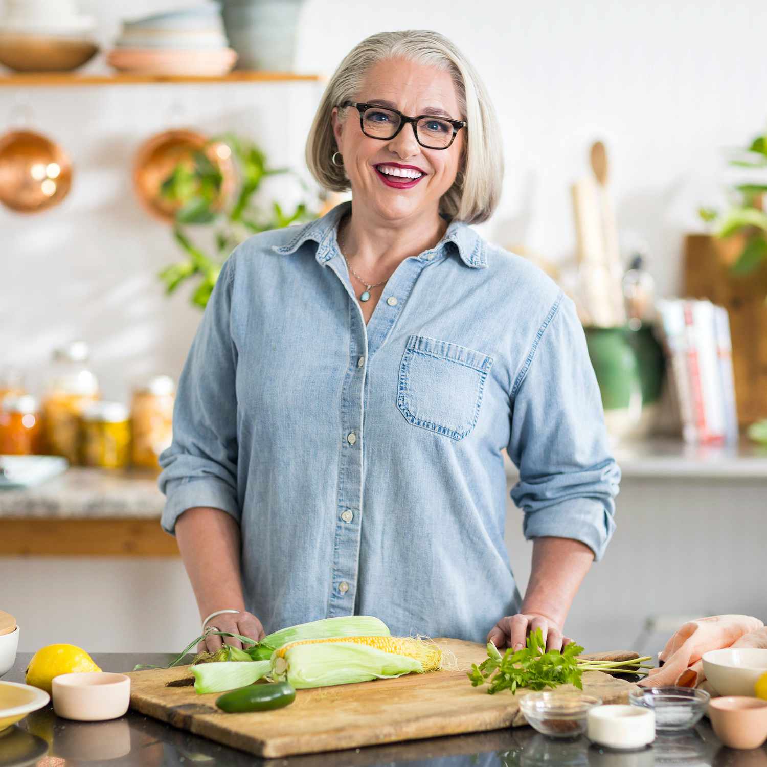 Virginia Willis with a kitchen scene