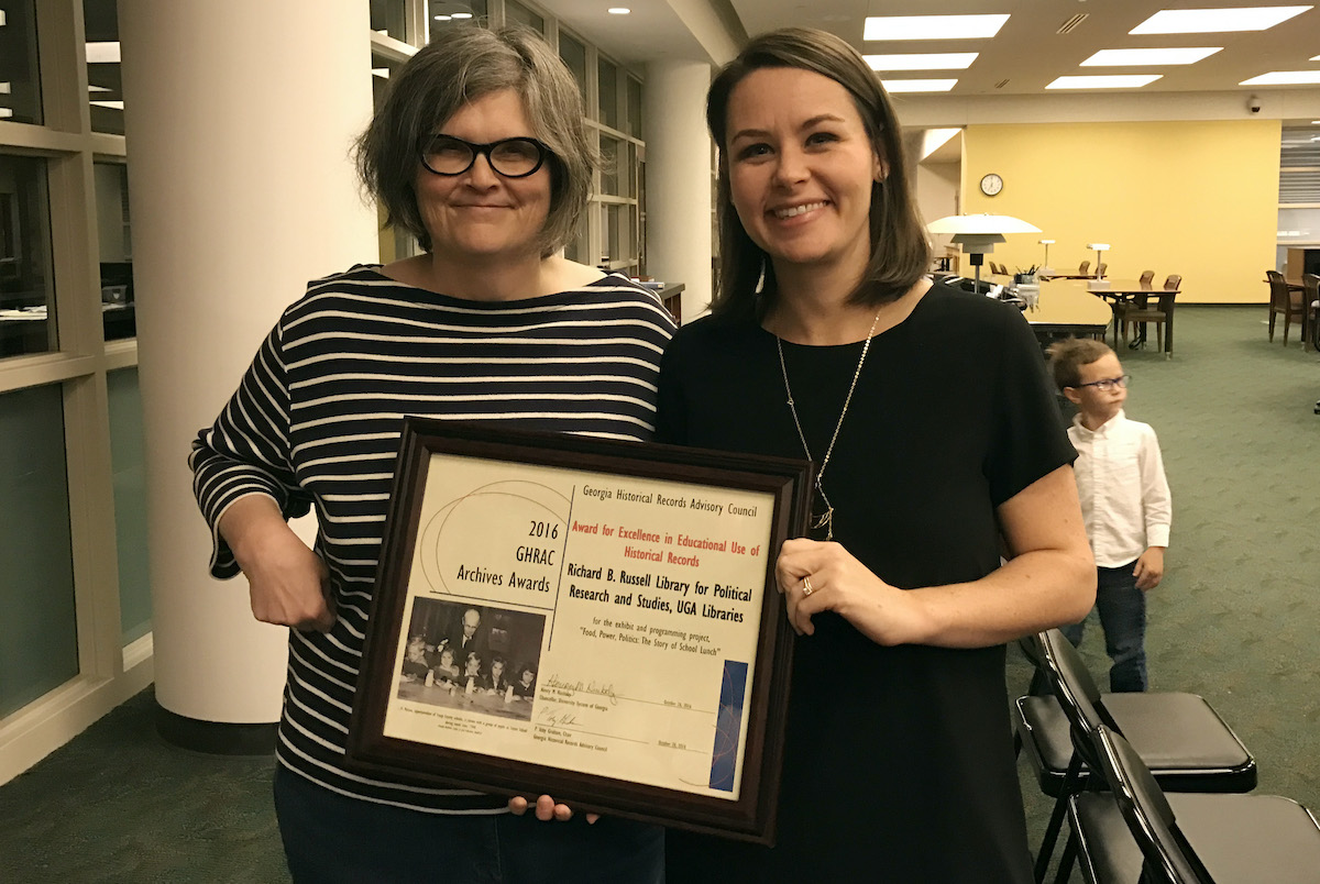 Award for Excellence in Educational Use of Historical Records from Georgia Historical Records Advisory council, 2016