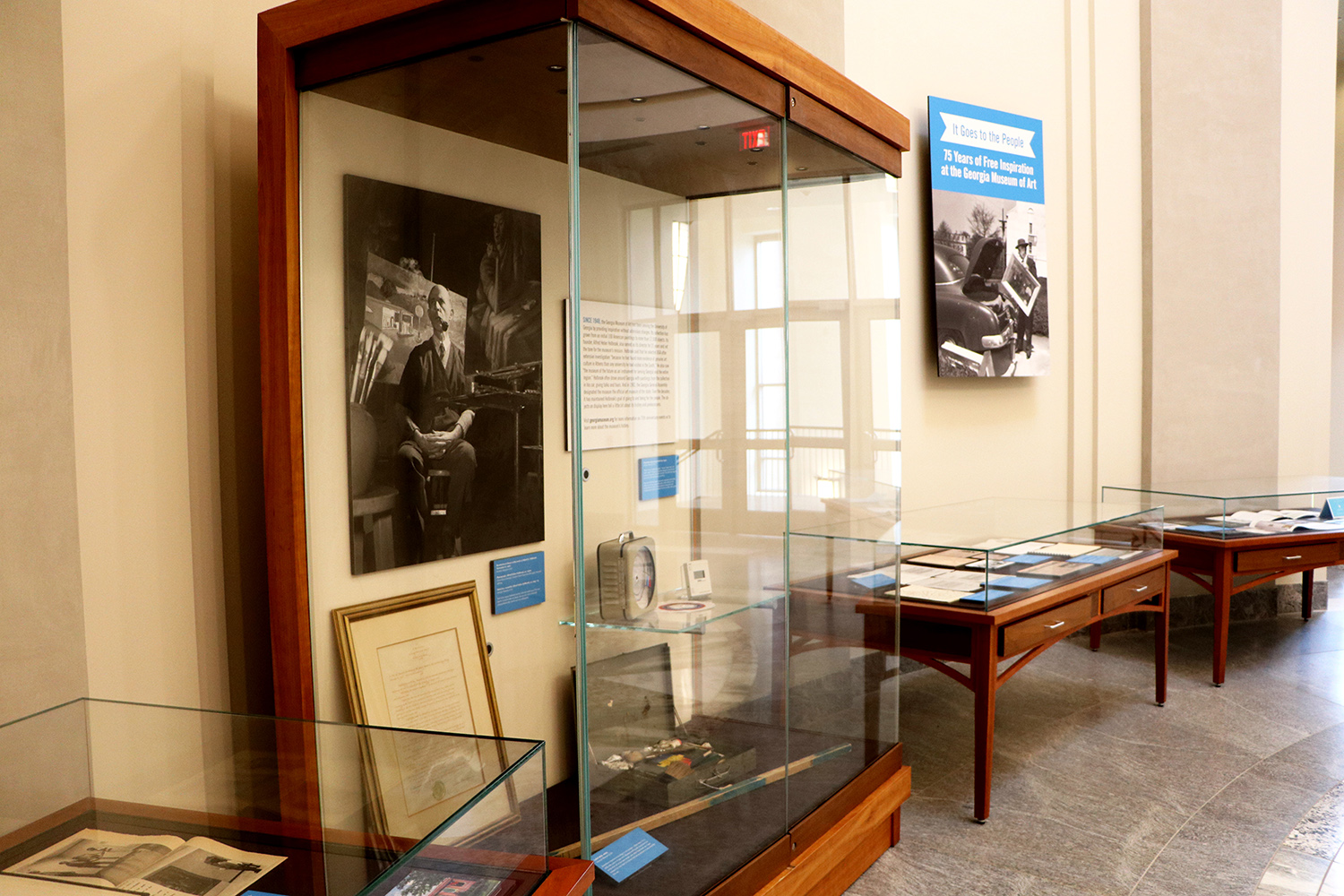 Display of documents, photographs and memorabilia from the founding of the Georgia Museum of Art