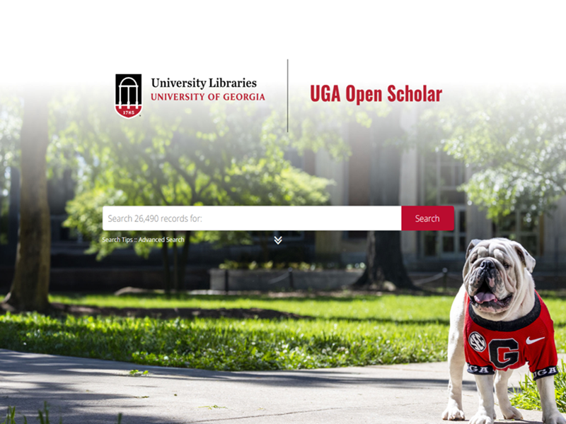 screenshot image of the search page for Open Scholar digital repository