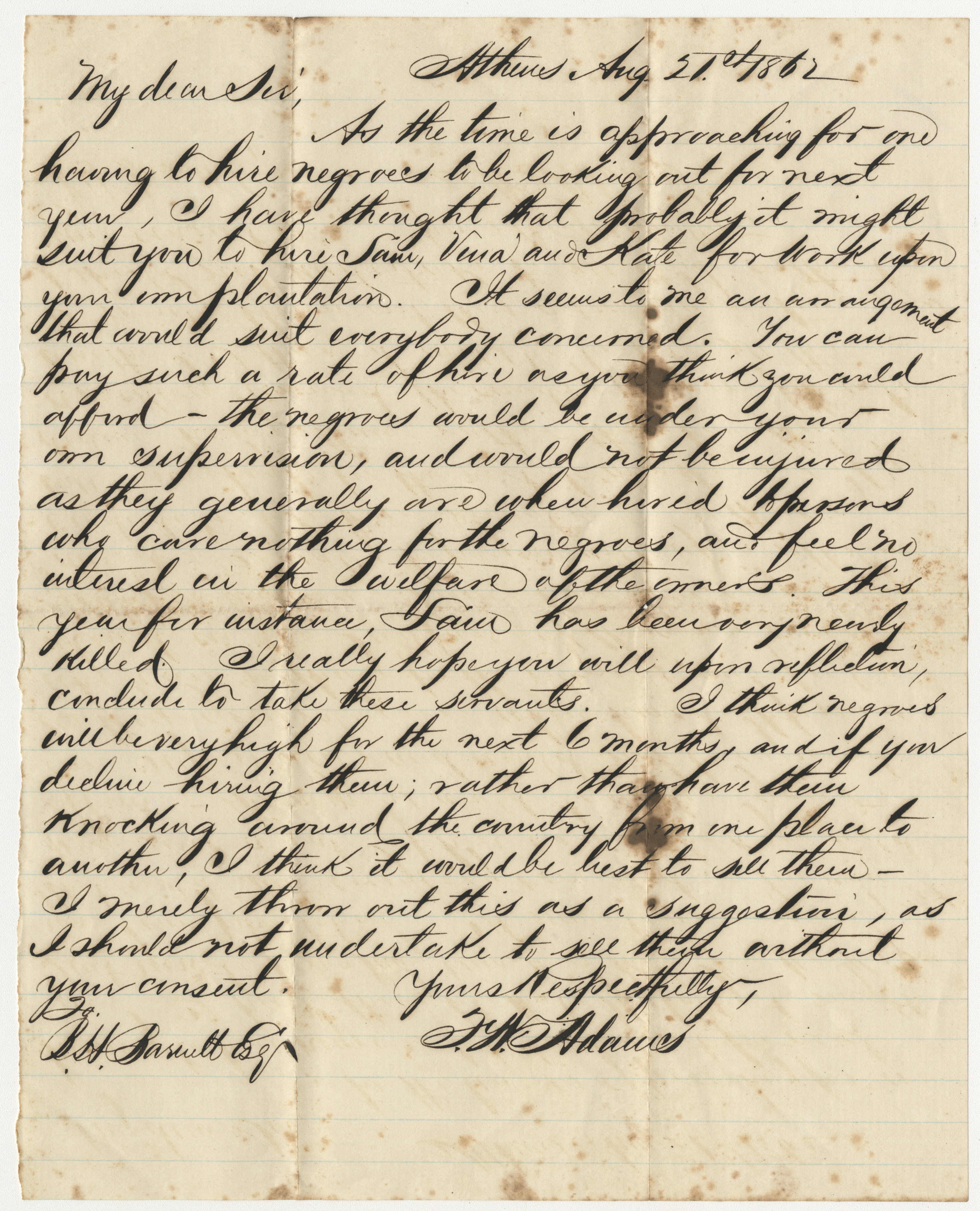 1862 correspondence