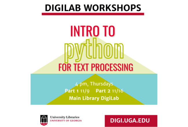 Intro to Python workshop flyer with date and location info
