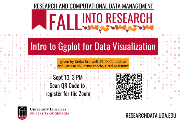 graphic for Fall Into Research event with fall leaves