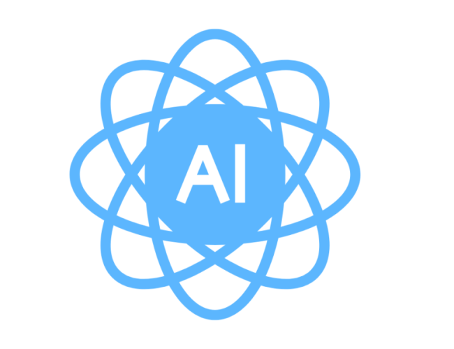 atom iconic with the words AI inside it