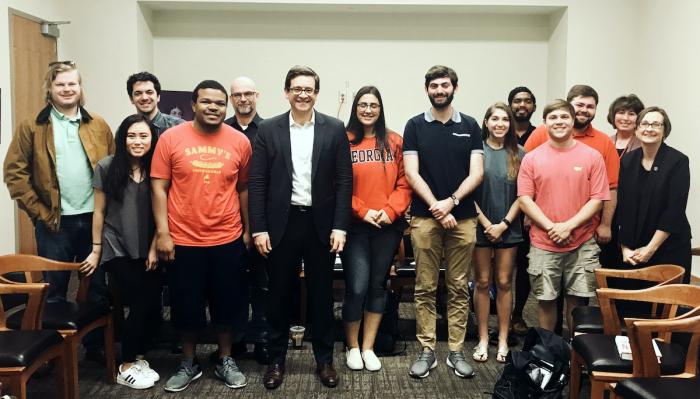 Princeton University professor and CNN political analyst Julian Zelizer with UGA students and faculty in 2018.