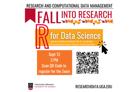 graphic for Fall Into Research event with fall leaves