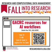 graphic for Fall Into Research event with fall leaves