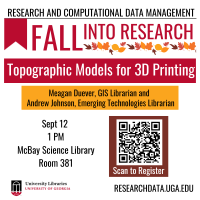 graphic for Fall Into Research event with fall leaves