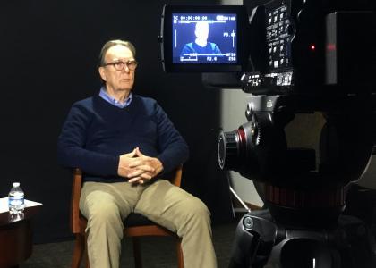 Dr. Phil Parkerson sitting for an interview in the Bob Short Oral History Studio in November 2019.