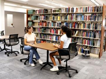 Study tables on renovated 4th floor of McBay Science Library.